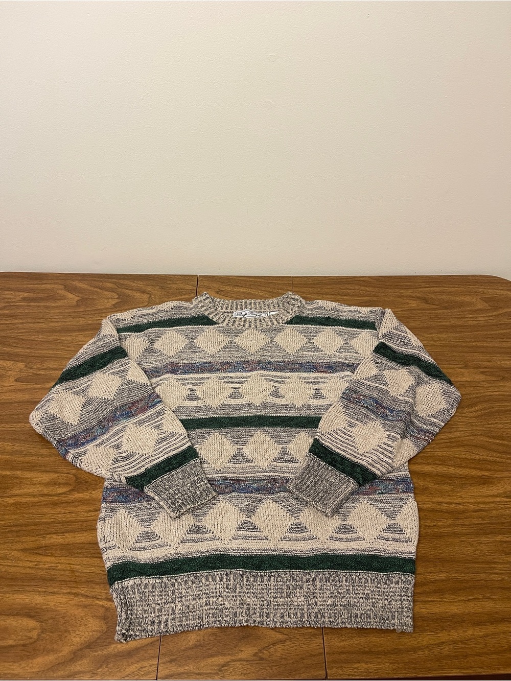 Vintage Argyle Striped Crewneck Grandpa Sweater